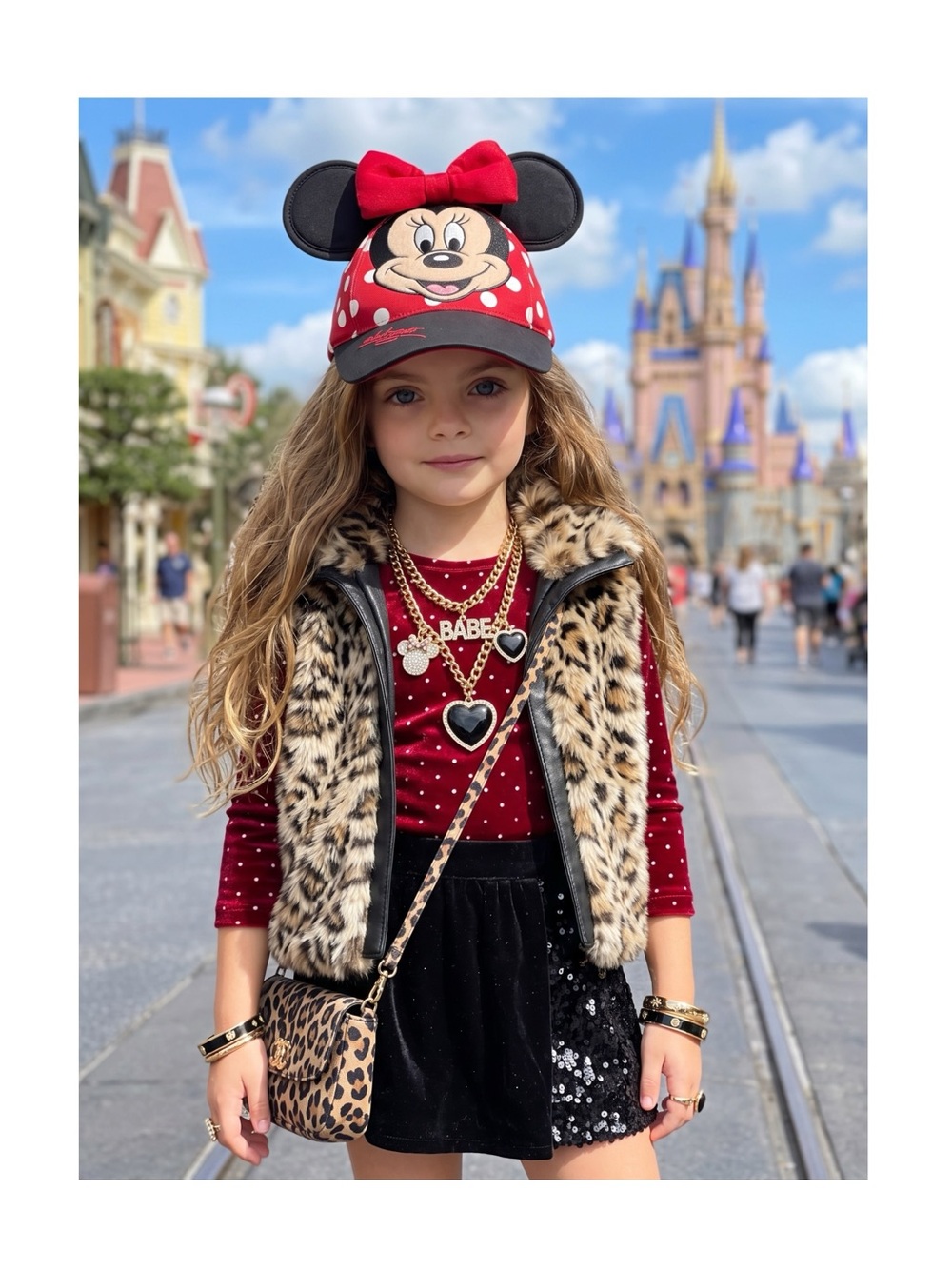 Walt Disney World Park ⦿ Minnie Mouse 3D Face Ears Toddler Baseball Cap ⦿ Red ⦿